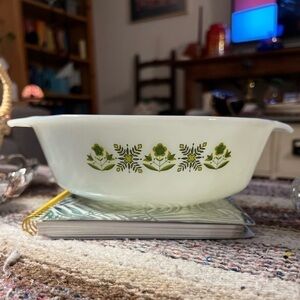 Vintage fire king casserole dish